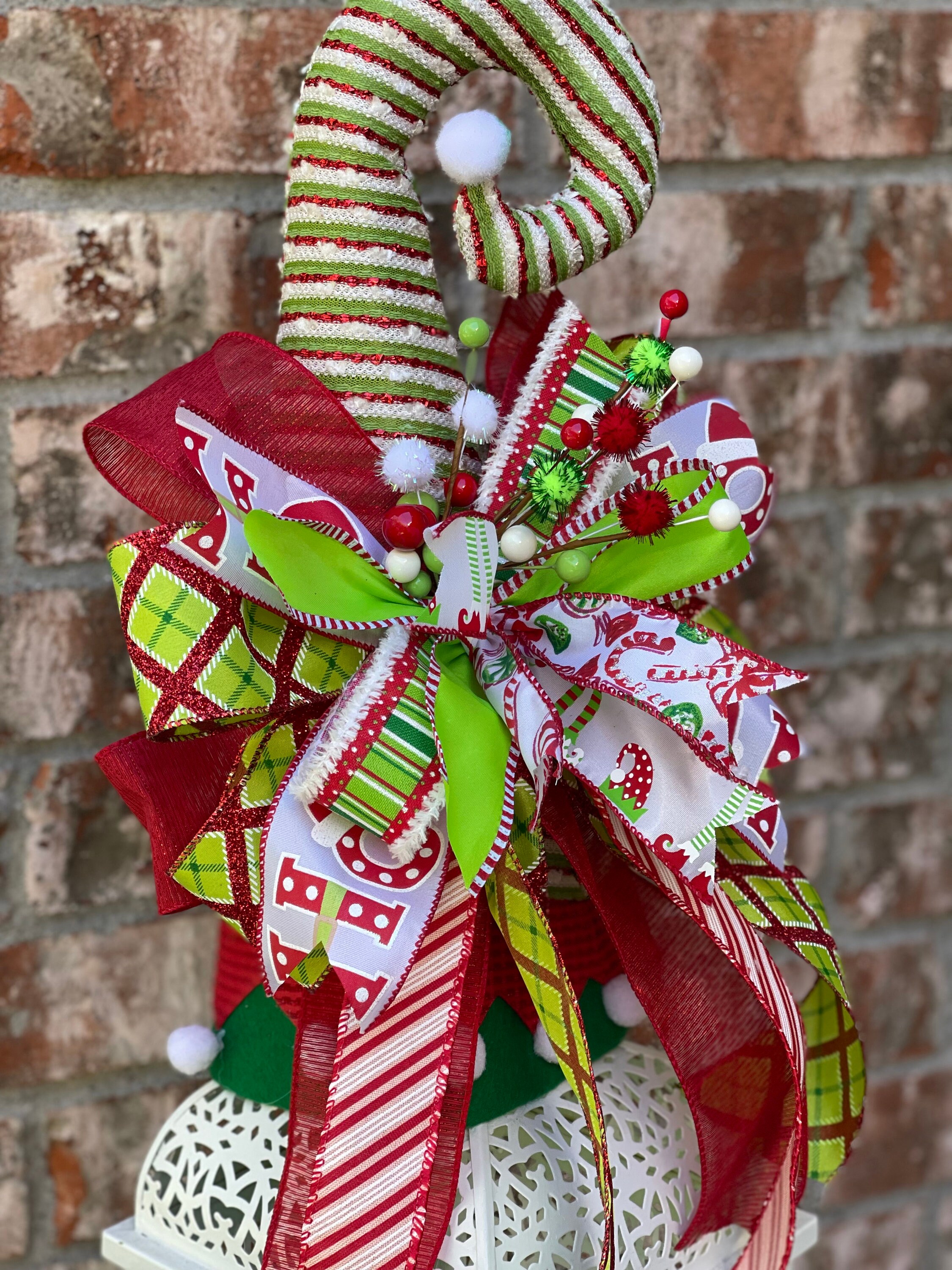 Whimsical Christmas Tree Topper Elf Hat Tree Topper Grinch Etsy