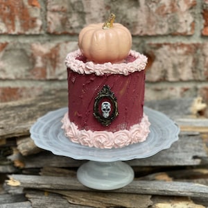 Halloween Faux Pumpkin Cake, Fake Bake, Pumpkin Cake, Fall Decor, Halloween Decor, Pink Halloween