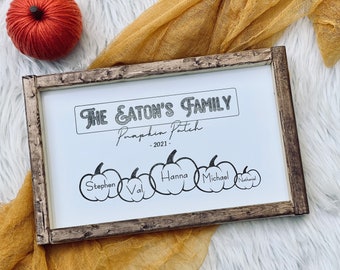 Family Pumpkin Patch Sign, Rustic Sign, Fall sign, Rustic decor, Personalized Pumpkin Patch Family Farmhouse Fall Sign, Custom Wooden Sign