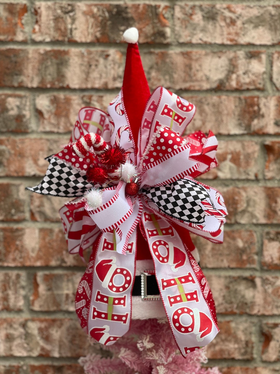 Whimsical Christmas Tree Topper Elf Hat Tree Topper Grinch Etsy