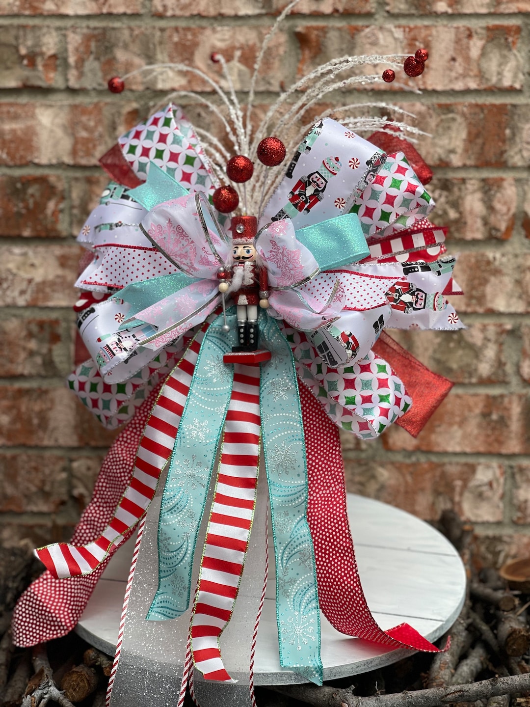 Nutcracker Christmas Tree Topper Christmas Bow Tree Topper Etsy