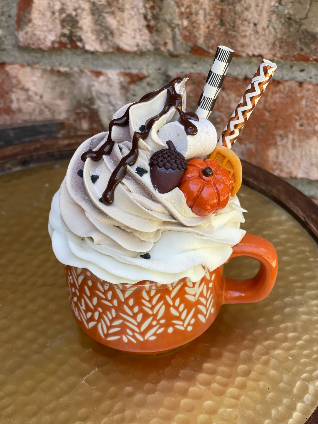 Pumpkin Espresso Cup With Whipped Cream Topper, Fall Tiered Tray Decor ...