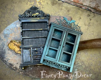 Halloween Doll House Hutch, Halloween Decor, Halloween Cabinet