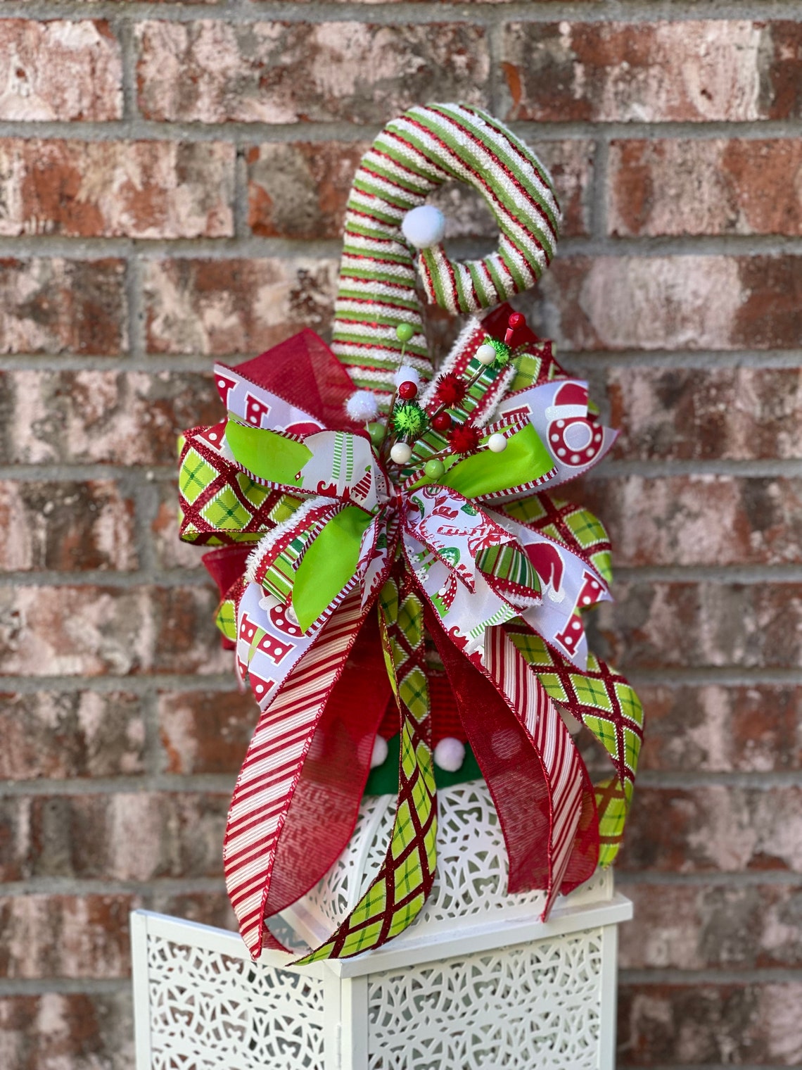 Whimsical Christmas Tree Topper Elf Hat Tree Topper Grinch Etsy