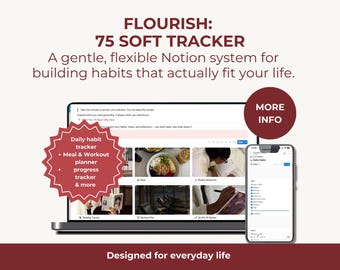 75 Soft Challenge Tracker Notion Vorlage | 75 Tage Habit Tracker | Workout Meal Planer | Täglicher Check-In | 75 Tagebuch Kalender 2026