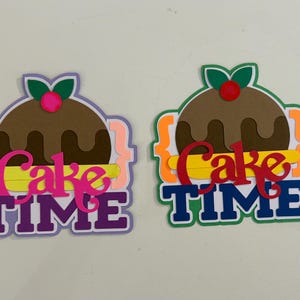 Título o adorno para tarjeta de álbum de recortes de cumpleaños Cake Time, troquelado hecho a mano