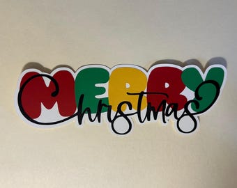 Merry Christmas Scrapbook Title Handmade Paper Pieced Die Cut