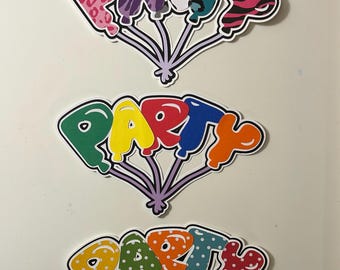 Party Balloons Birthday Scrapbook Title or Card Embellishment Handmade Paper Pieced Die Cut