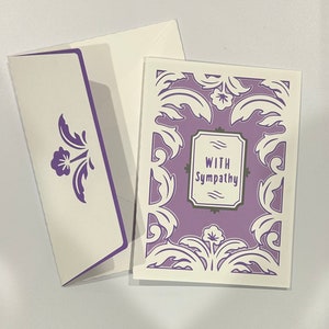 Carte de sympathie florale, papier fait main, percé