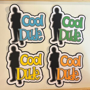 Cool Dude, titre de scrapbooking, papier fait main, percé, découpe