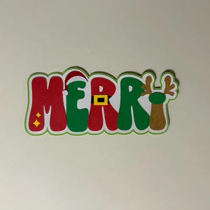 Merry Christmas Scrapbook Title Handmade Paper Pieced Die Cut