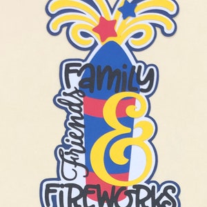 Familia Amigos y fuegos artificiales Título del álbum de recortes Papel hecho a mano Perforado Troquelado