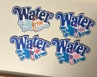 Water Fun Scrapbook Title Embellishment Handmade Paper Pieced Die Cut Lake Pool