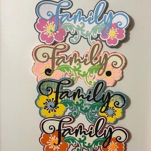 Family Floral Scrapbook Title Handmade Paper Pieced Die Cut