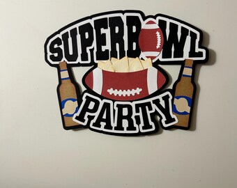 Super Bowl Party Football Scrapbook Title or Die Cut Paper Pieced Handmade