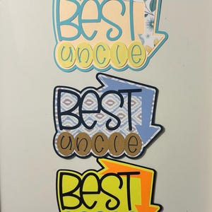 Título de álbum de recortes "Mejor tío", papel hecho a mano, troquelado.