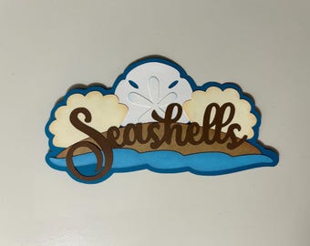 Seashells Beach Scrapbook Title Handmade Paper Pieced Die Cut Summer