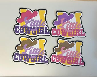 Little Cowgirl Scrapbook Title Embellishment Handmade Paper Pieced Die Cut