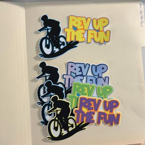 Adorno para álbum de recortes con título de bicicleta o paseos en bicicleta, hecho a mano, papel troquelado perforado