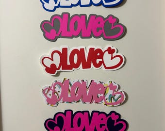 Love Scrapbook Title Embellishment Handmade Paper Pieced Die Cut