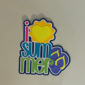 Título de álbum de recortes "Me encanta el verano", papel hecho a mano, troquelado y perforado