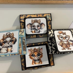Leoparden Muster Kaffee Tiere Aller Anlass Grußkarten Handgemachte mehrere Schichten Niedlich!