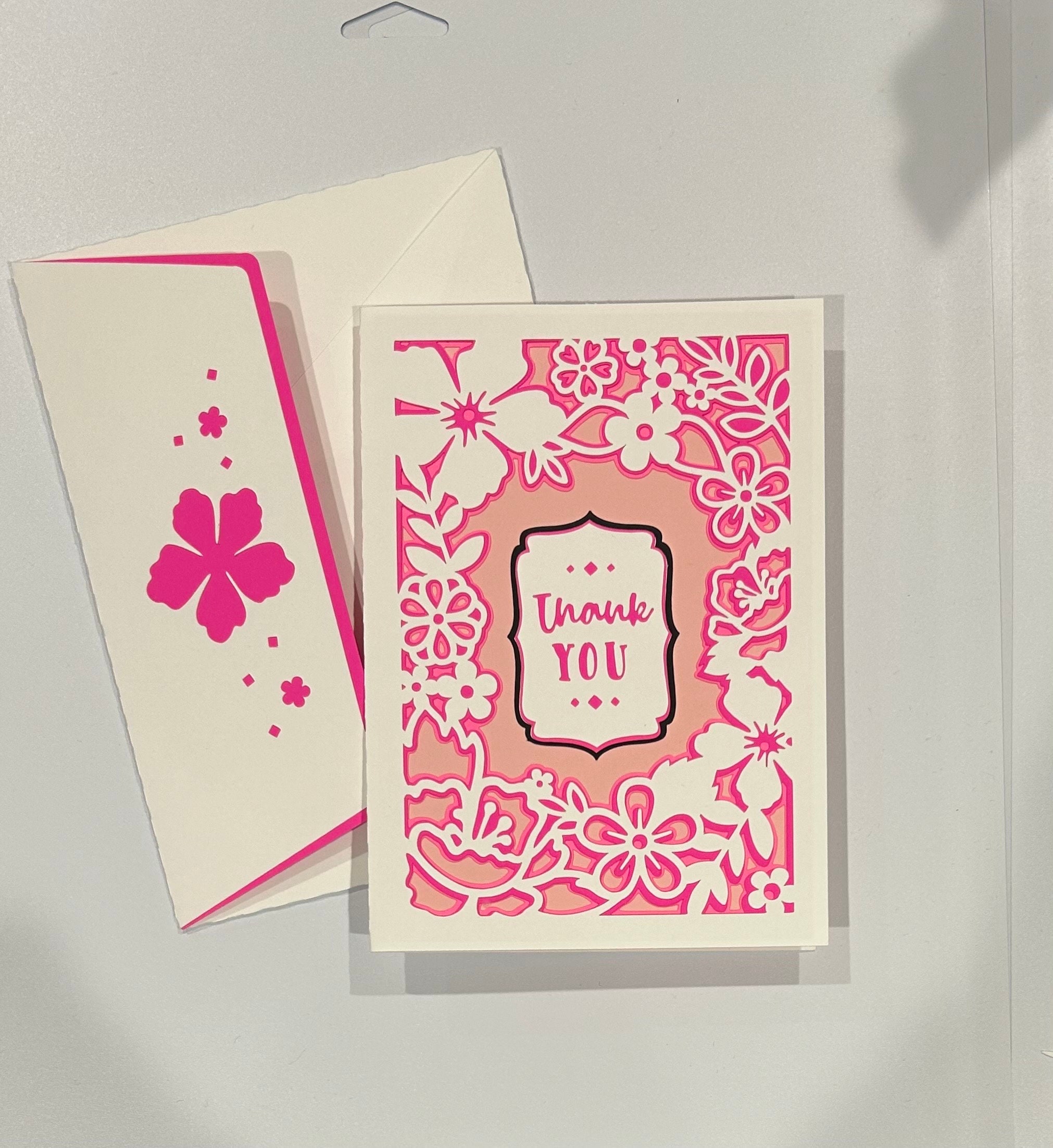 Floral Thank You Card Handmade Paper Pierced Individual Layers 3D Die ...