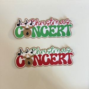 Adorno de título de álbum de recortes de concierto navideño, hecho a mano con piezas de papel troqueladas