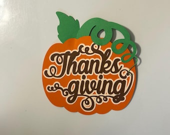 Thanksgiving Pumpkin Fall Colors Scrapbook Title or Card Embellishment Handmade Paper Pieced Die Cut