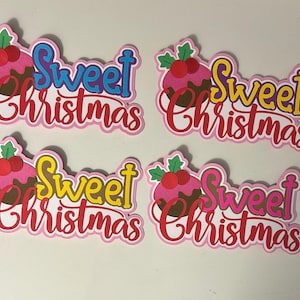 Sweet Christmas Scrapbook Title Handmade Paper Pierced Die Cut