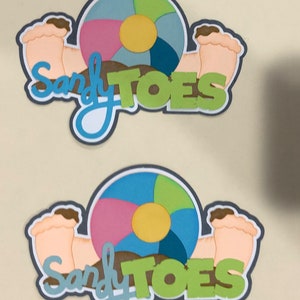Sandy Toes Beach Scrapbook Title Handmade Paper Pierced
