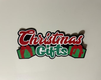 Christmas Gifts Scrapbook Title Handmade Paper Pieced Die Cut