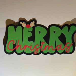 Merry Christmas Scrapbook Title Handmade Paper Pierced Die Cut