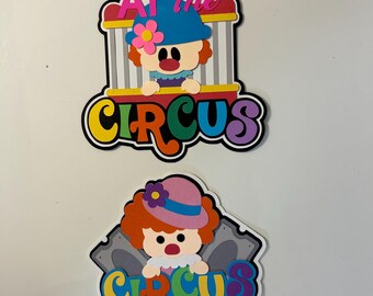Circus Clown Scrapbook Title Accessory Handmade Paper Pieced Die Cut