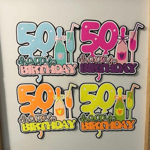 Joyeux 50e anniversaire, titre ou embellissement de carte de scrapbooking, papier fait main, percé, découpe 50