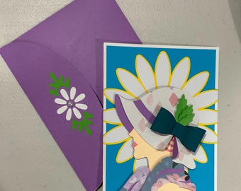 Classy Lady Daisy Any Occasion Card Handmade Paper Pierced 3D Die Cut