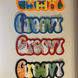 Título de álbum de recortes Groovy, papel hecho a mano, troquelado perforado