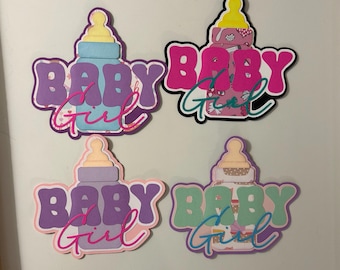 Baby Girl Premade Scrapbook Title Handmade Paper Pieced Die Cut