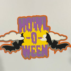 Título del álbum de recortes hecho a mano de Halloween de Howl-O-Ween o creación de tarjetas