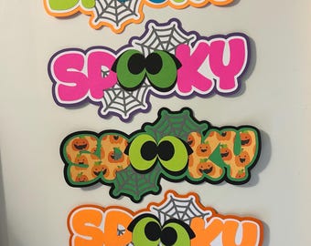Spooky Halloween Scrapbook Title Handmade Paper Pieced Die Cut