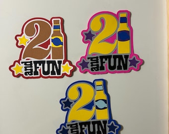 21 and Fun Birthday Scrapbook Title or Card Embellishment Handmade Paper Pieced Die Cut