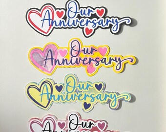 Our Anniversary Scrapbook Title Handmade Paper Pieced Die Cut