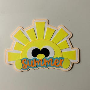 Título de álbum de recortes "Sunshine Summer Sunshine" hecho a mano, papel perforado o accesorio de tarjeta troquelado