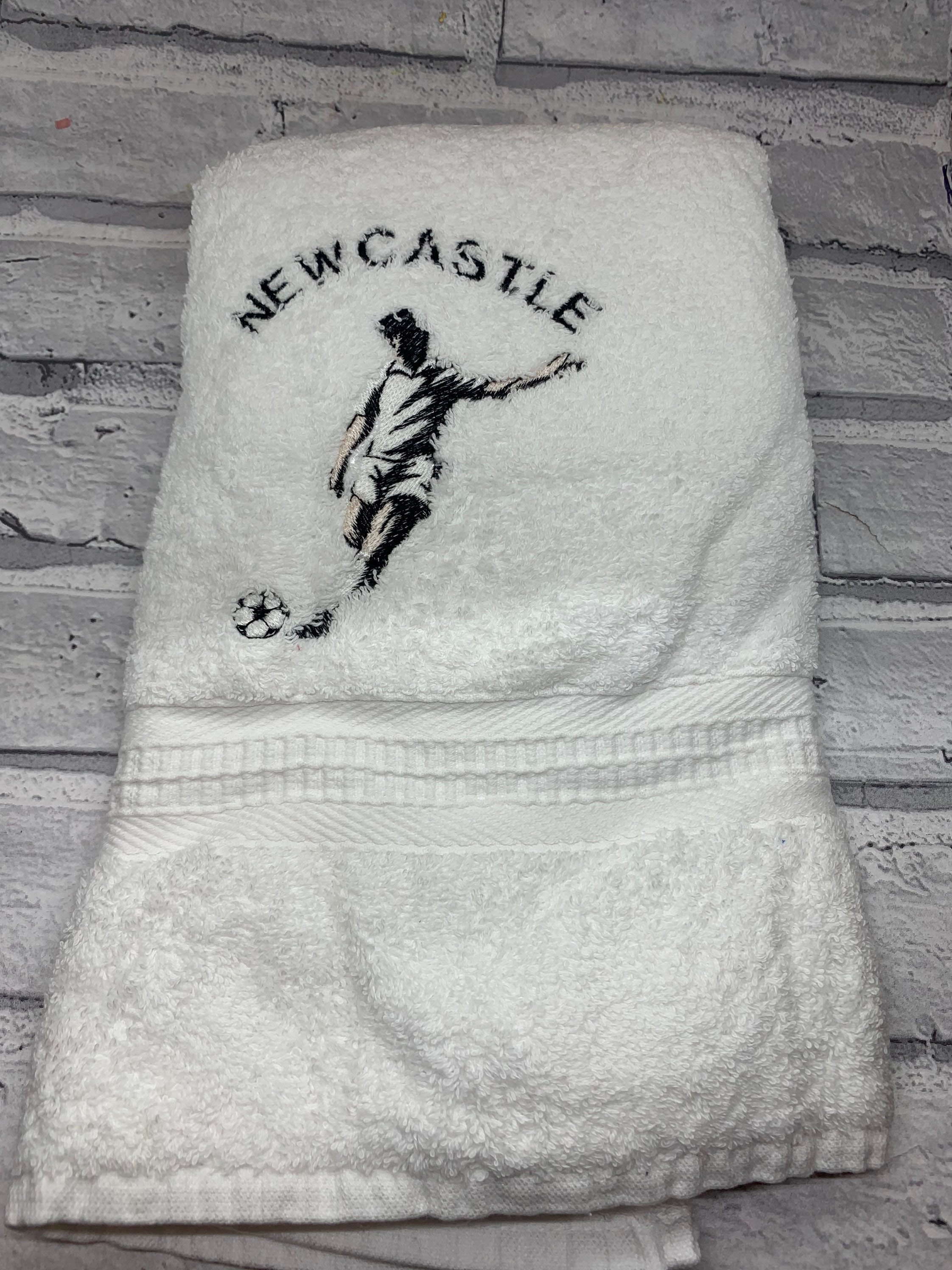 Newcastle Football Hand Towel White Embroidered Almiron Etsy