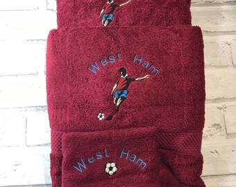 West Ham Claret Football Face Cloth Bath Towel Hand Towel Embroidered Gift Son Kudas Paqueta  Dad Husband Brother Fathers Day Christmas