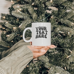 Christmas Mug Mockup | White Coffee Mug Styled Stock Photo | Winter Mug Mockup | Digital Image |11 oz. Ceramic Mug Mockup