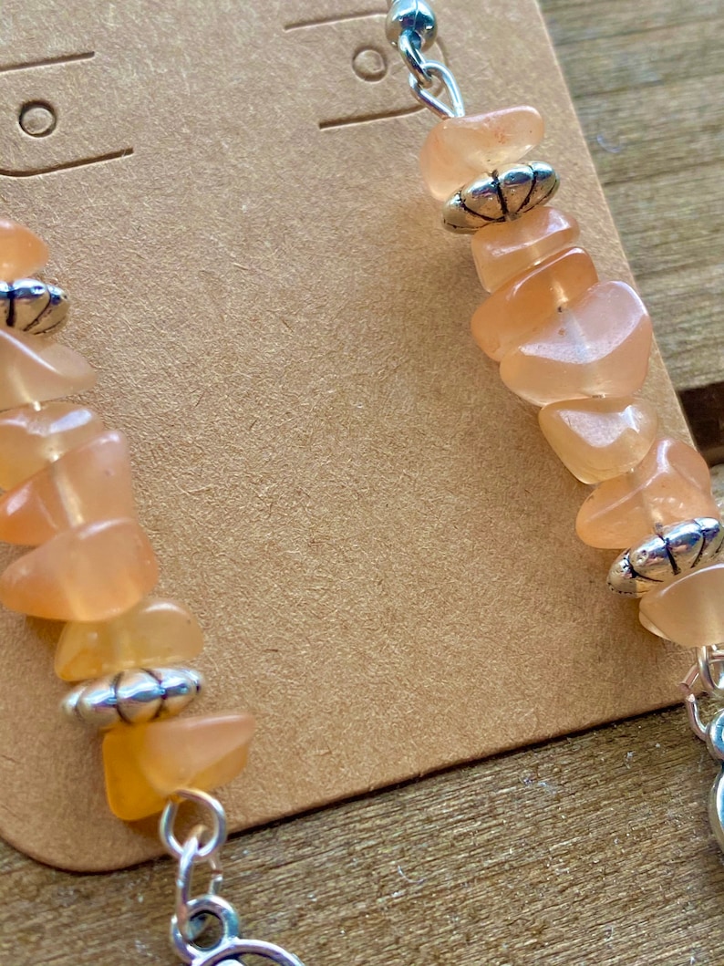 Orange Aventurine Dangle Earrings with Key Charm