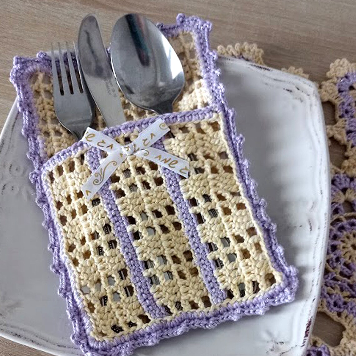Cutlery Pocket Cutlery Crochet Bags Cotton Cutlery Holder Etsy UK