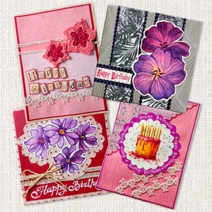 Сolorful auguri biglietti di compleanno Craft pieghevole set di biglietti di auguri decorazione pizzo Disegno ad acquerello Carta d'arte Fiore all'uncinetto Regalo per chiunque