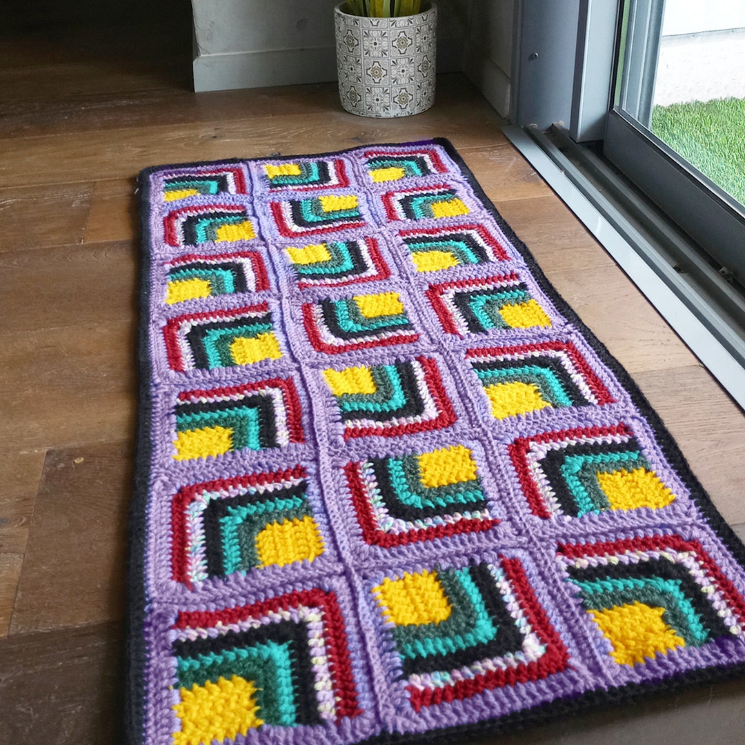 Crochet Rectangular Rug Kitchen Handmade Accessories Dense Wool Acrylic ...